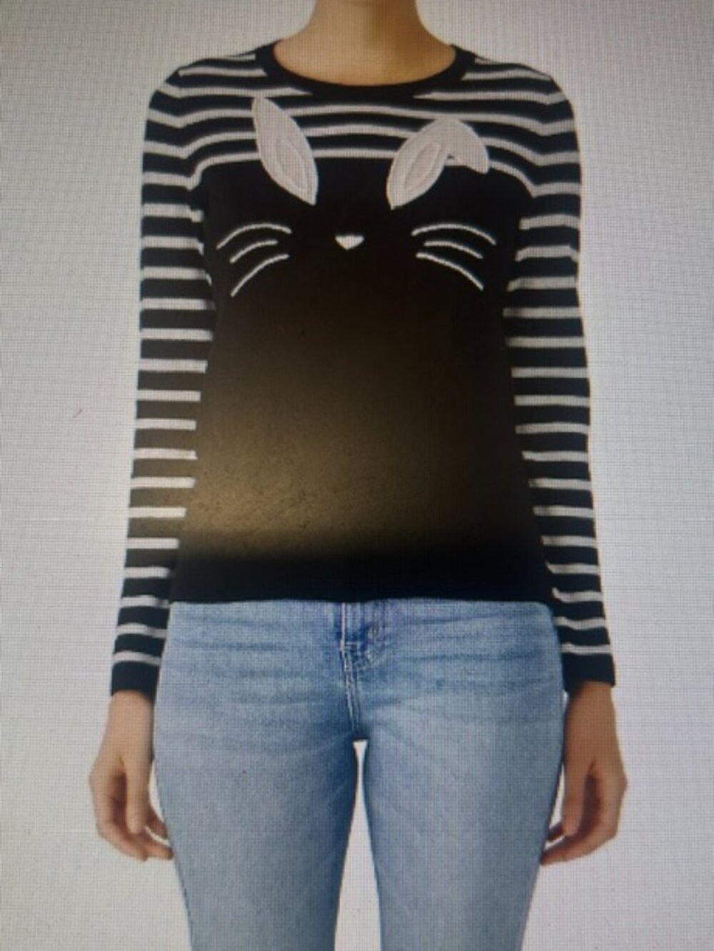 Kate Spade Broome Street Collection Stripe Bunny Rabbit Back Puff Tail Sweater
